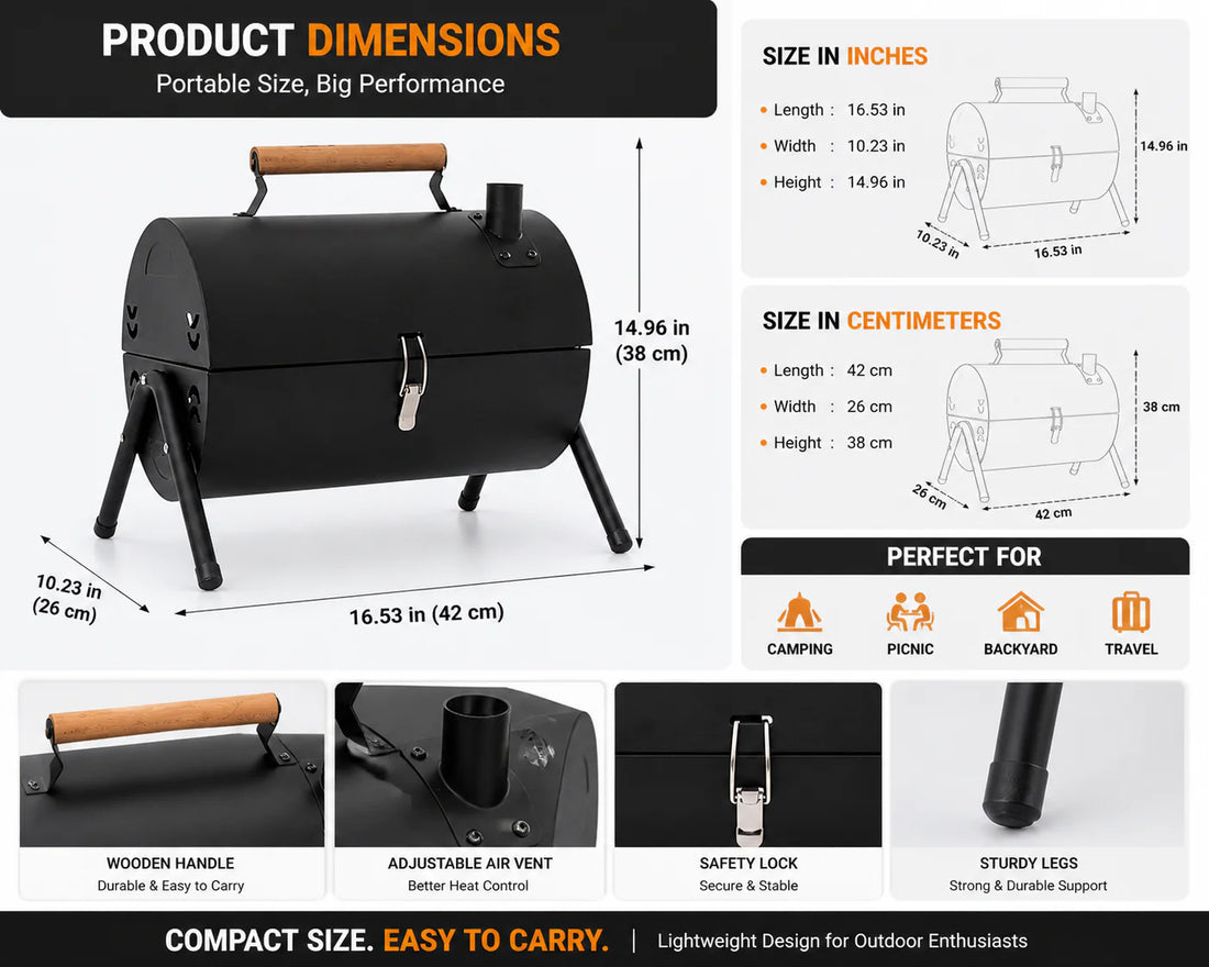 Portable Iron BBQ Grill With Hob
